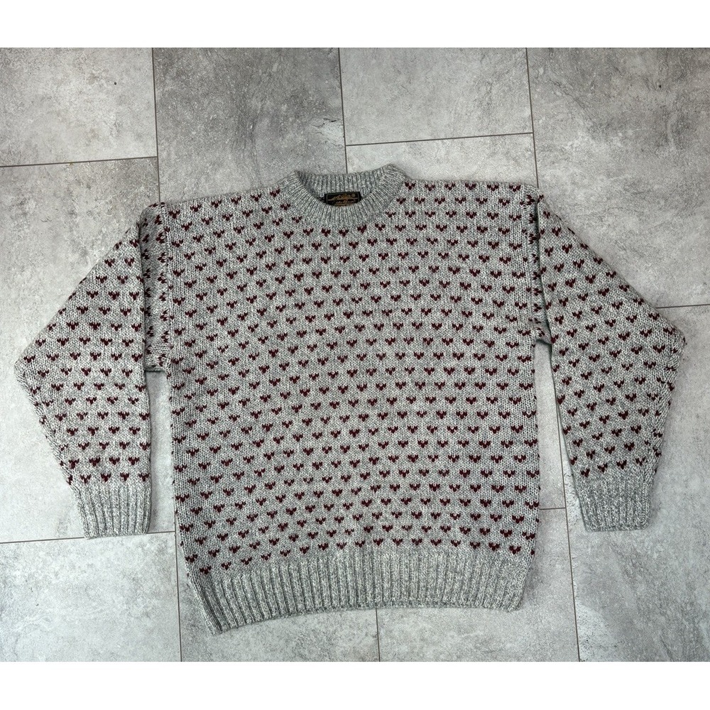 Vintage Eddie Bauer Men's Size L Wool Blend Sweater Fisherman Grandpa Heritage